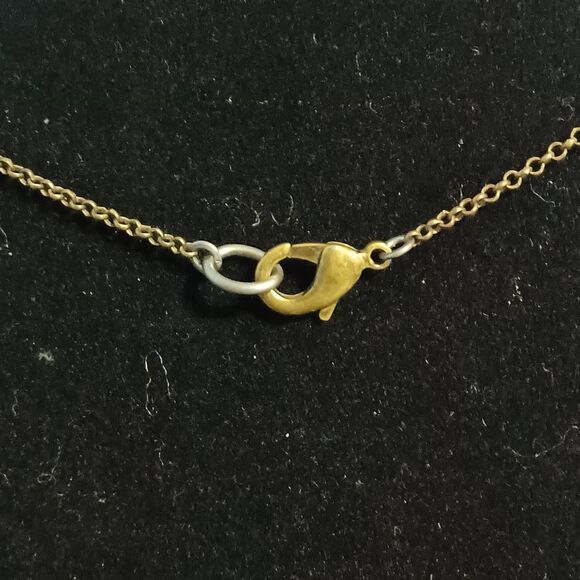 Bronze-Toned Asymmetrical Chain Necklace with Butterfly Pendant, 24" - Picture 4 of 4